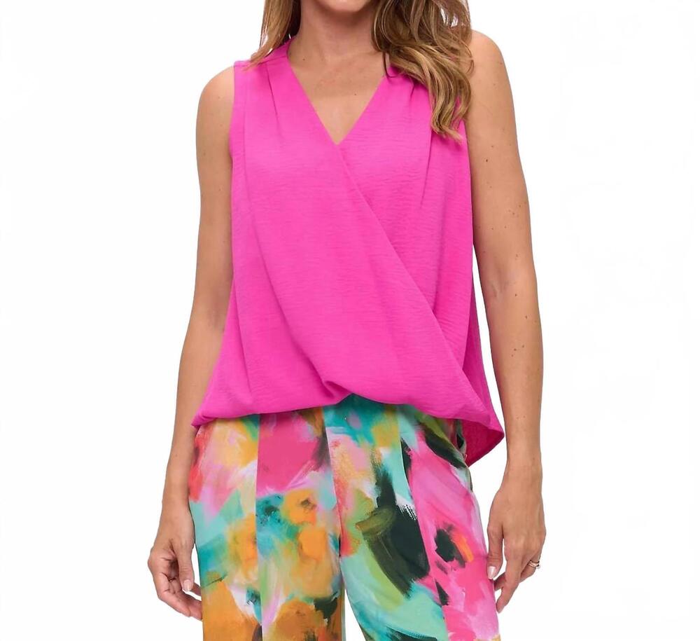 NEW LAST TANGO sleeveless high-low v-neck top in berry